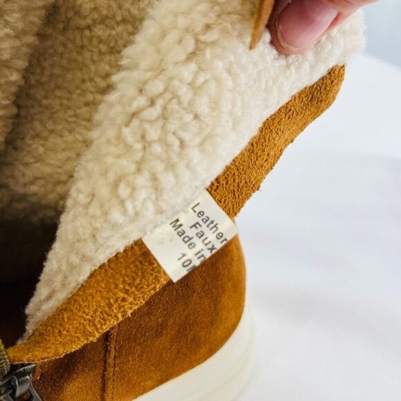 J/Slides Torrie Womens Ankle Boots Size 10 M Suede Faux Fur Lined Brown Tie Zip - Picture 15 of 16